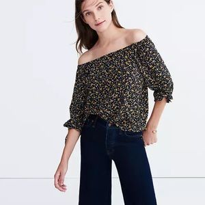 Madewell Falling Leaves off the shoulder silk top